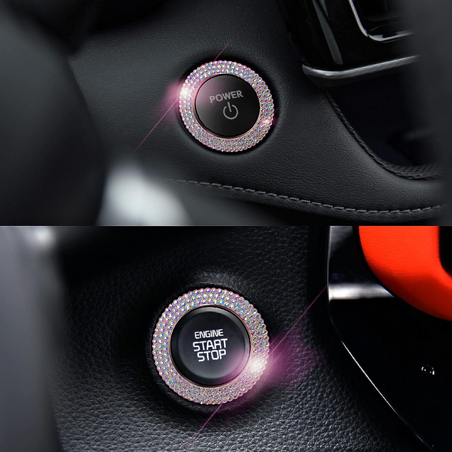 Bling Car Button Start Button Cover/Sticker for Wowen, Car Engine Start Stop Trim Ring, Shiny Crystal Rhinestone Key Ignition and Knob Ring (Diamond Color)… image 5