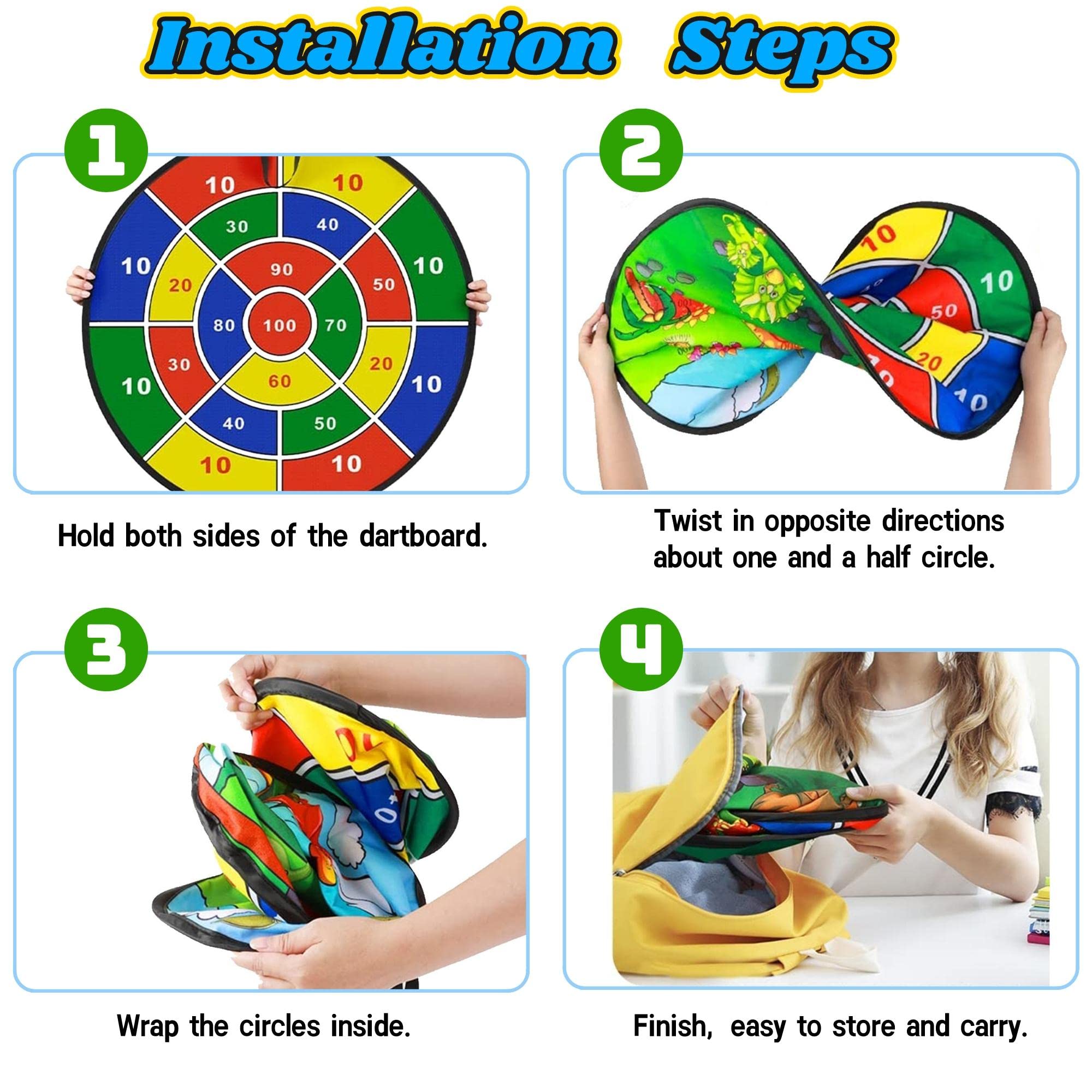 Set Freccette Sicure Per Bambini Amzeeniu - Con 12 Palline Adesive E Bersaglio Doppia Faccia 66cm