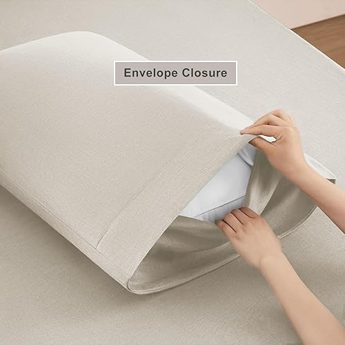 Miniatura 5 de Juego de sábanas de lino puro, 100% lino natural francés, juego Queen de 4 piezas (1 sábana encimera, 1 sábana bajera, 2 fundas de almohada), lino