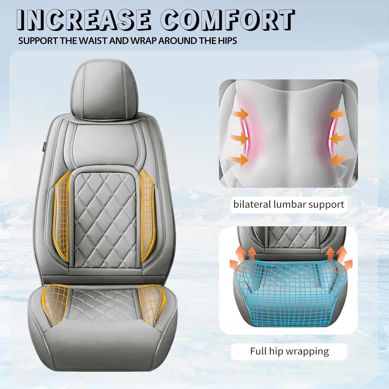 Fit Camry Car Seat Covers Compatible with Toyota Camry 2010-2025 2026, Premium Leather Breathable, Wear Resistant, Airbag Compatible, All-Weather Protection & Full Coverage, Full Set Gray