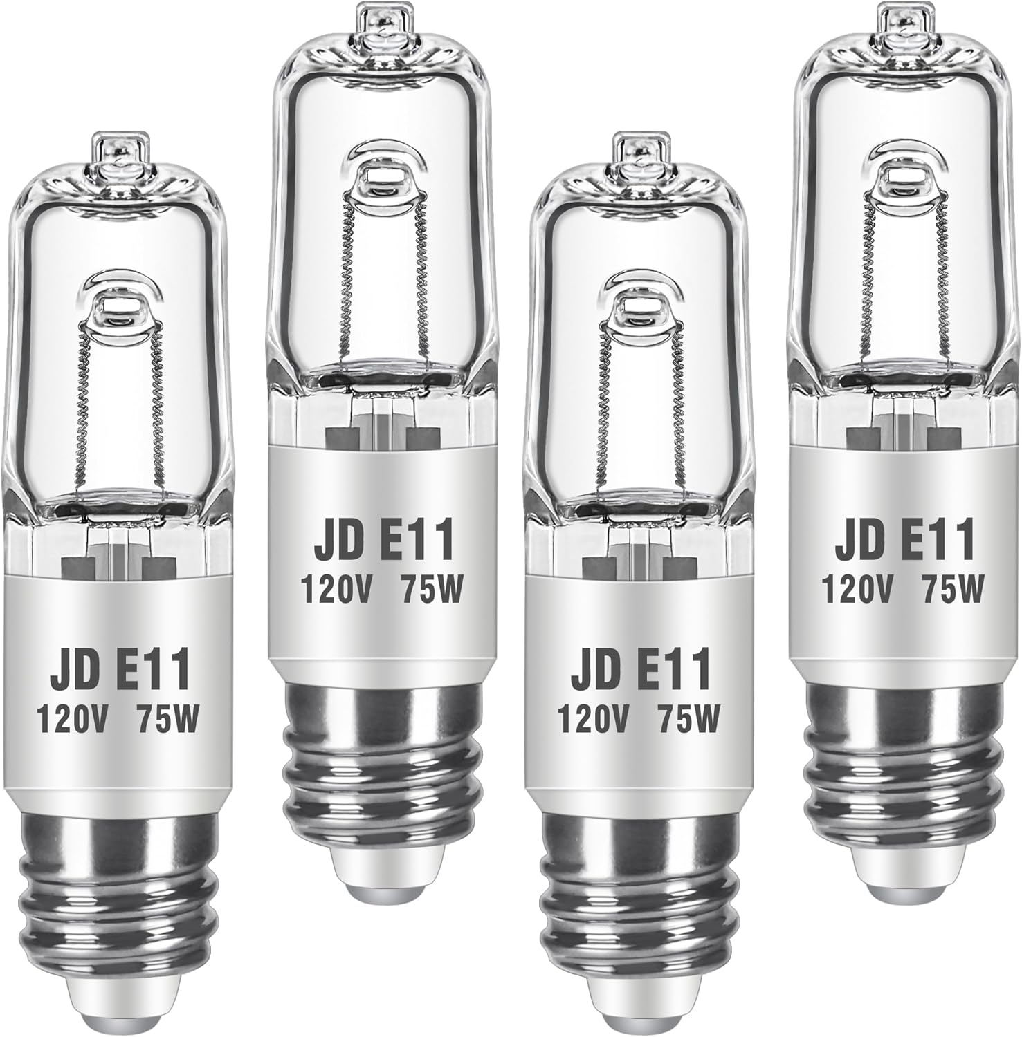 JDE11 120V 100W Halogen Light Bulbs, T4 Mini Candelabra Base Dimmable 2700K Warm White E11 Halogen Bulb LED Replacement for Chandeliers, Candelabra, Ceiling Fan, 4 Pack
