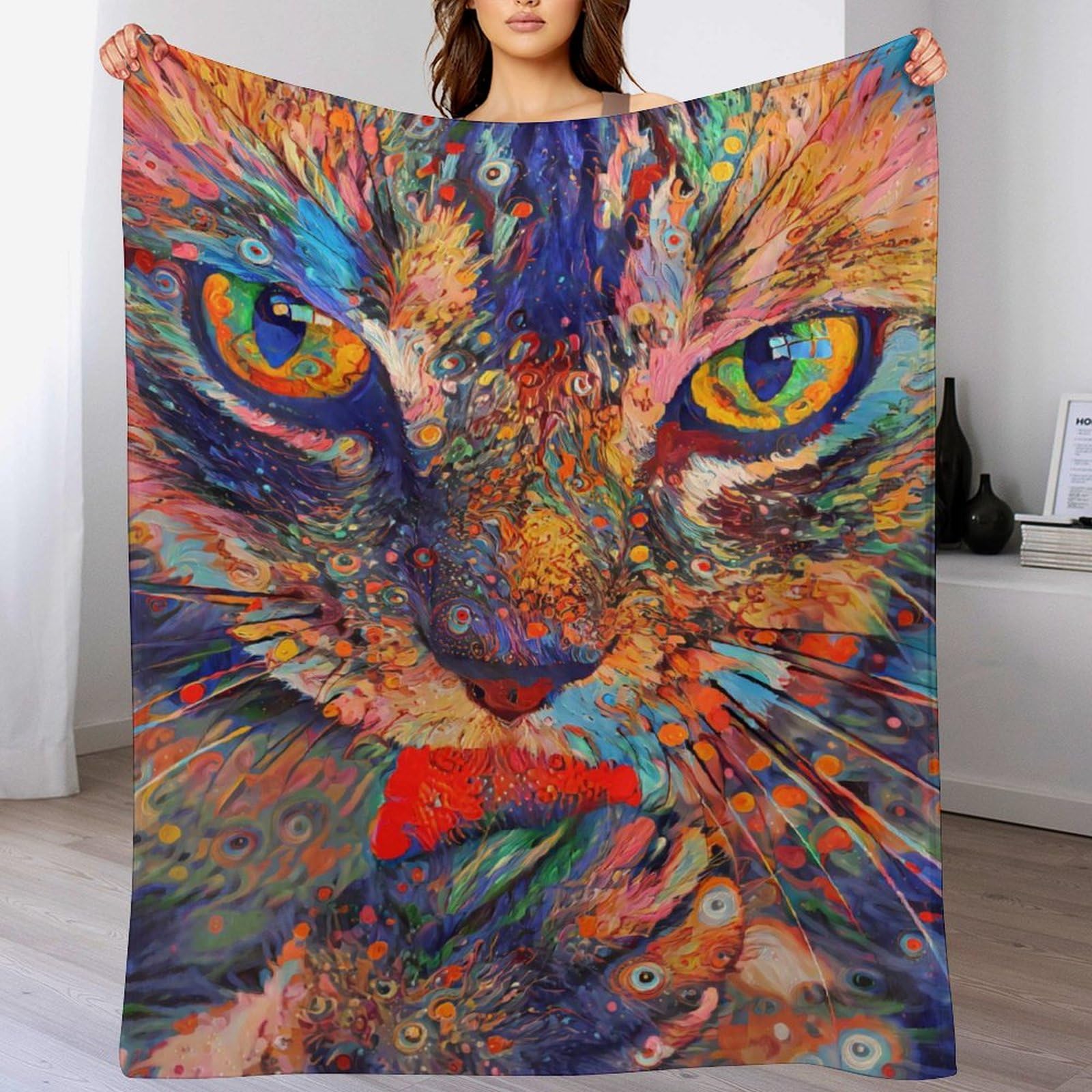 Couverture de canapé salon chat : plaid en flannel chaud 130x180