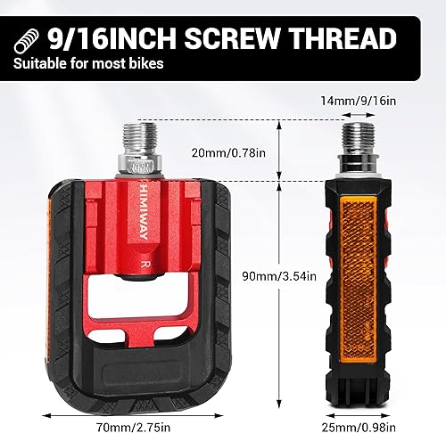 Miniatura 5 de Himiway Pedales de bicicleta plegables con tiras reflectantes, pedales plegables de bicicleta de aleación de aluminio, pedales de ciclismo de