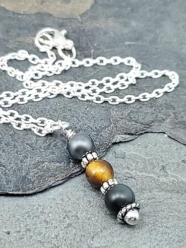 Miniatura 3 de Triple Protection Handmade Antique Silver or Gold Healing Necklace for Men or Women - Protection Luck Prosperity and Happiness - Genuine Hematite