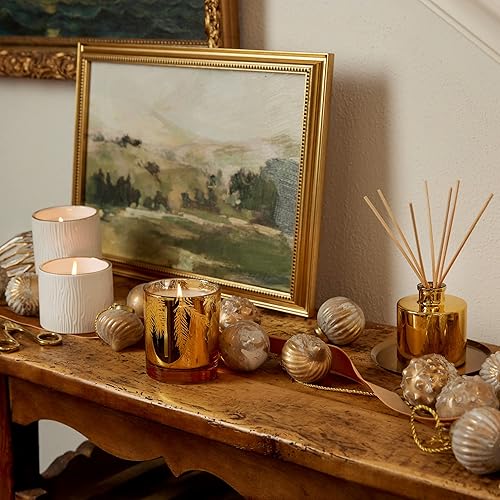 Miniatura 4 de Thymes - Vela festiva dorada con aroma a abeto Frasier, con notas de abeto siberiano, madera de cedro y sándalo, fragancia de lujo para el hogar,