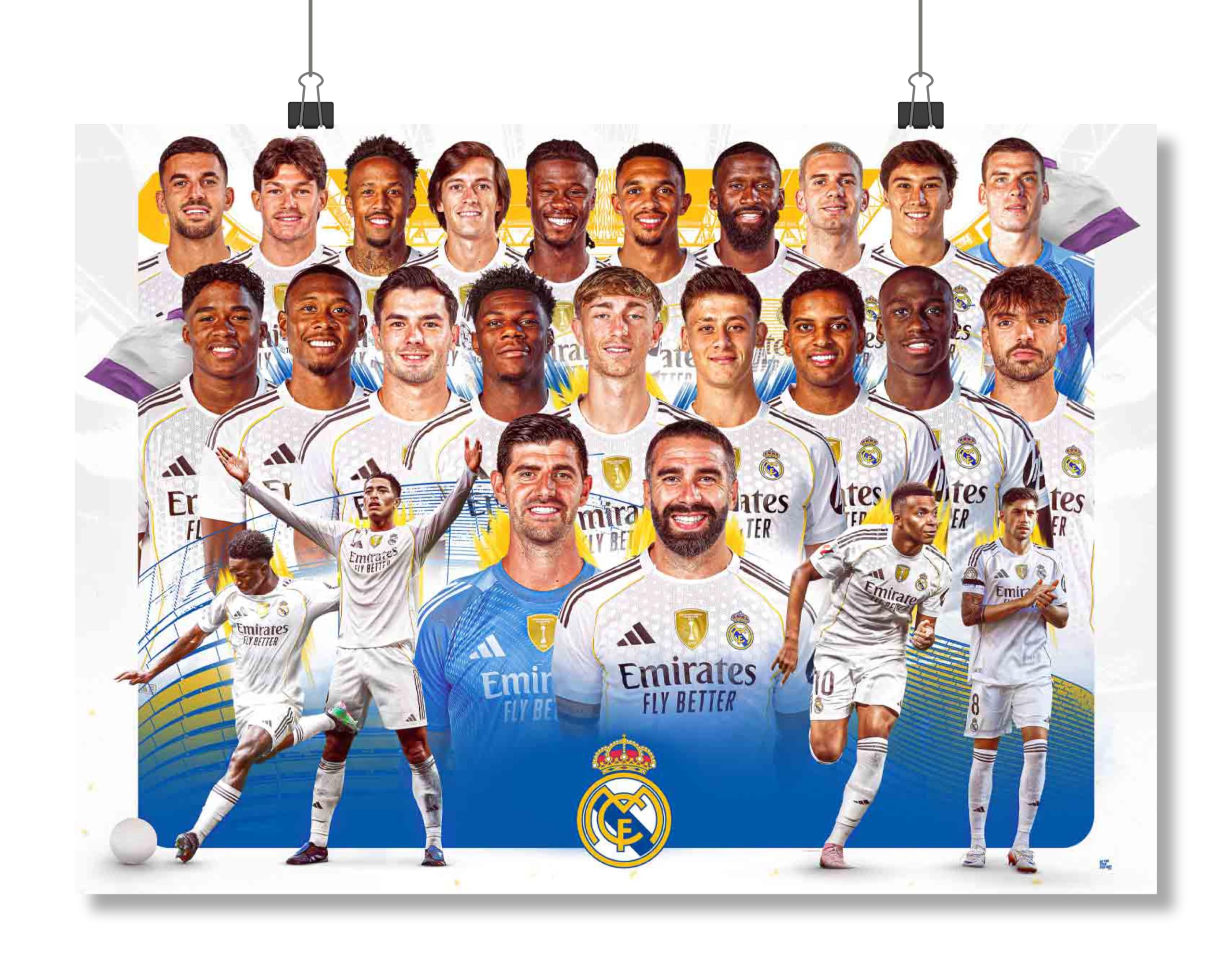 Real Madrid CF 25/26 Squad Player Montage Poster Unframed A2