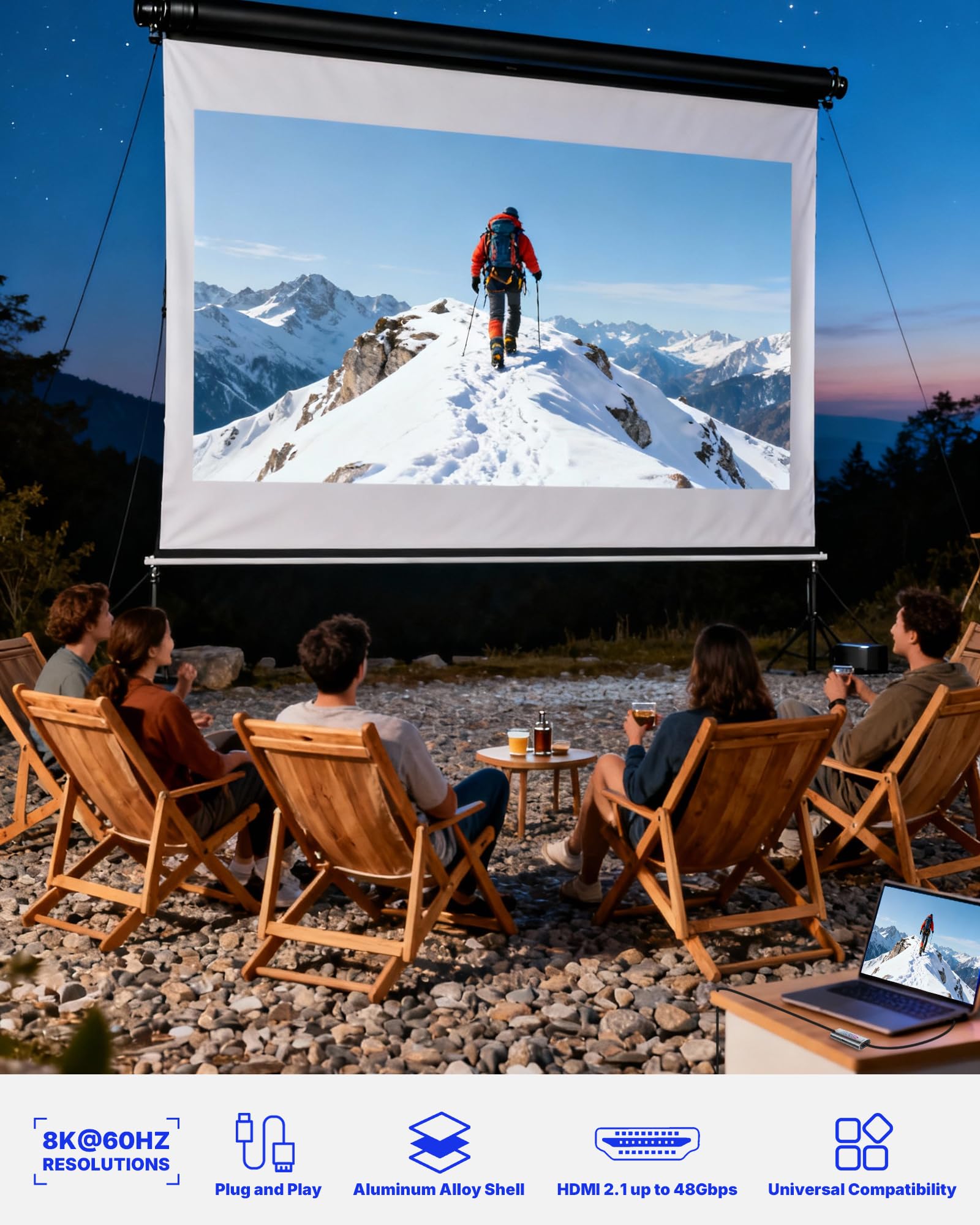 8K aktive HDMI-Booster-Repeater, Signalverstärker HDMI 2.1 Extender unterstützt 8K@60Hz/4K@240Hz, verlängert HDMI 1080P auf bis zu 50 m für PS5, Xbox, Projektor, HDCP 2.3 mit USB-C-Stromanschluss - 3