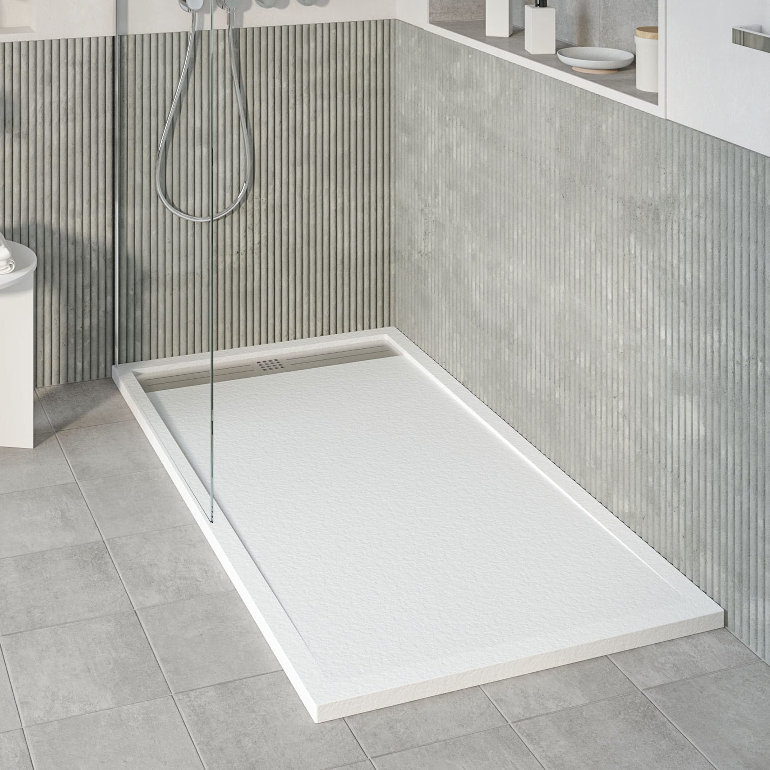 KOES - Plato de Ducha de Resina Modelo VOIGA – 70x100 – Blanco RAL 9003