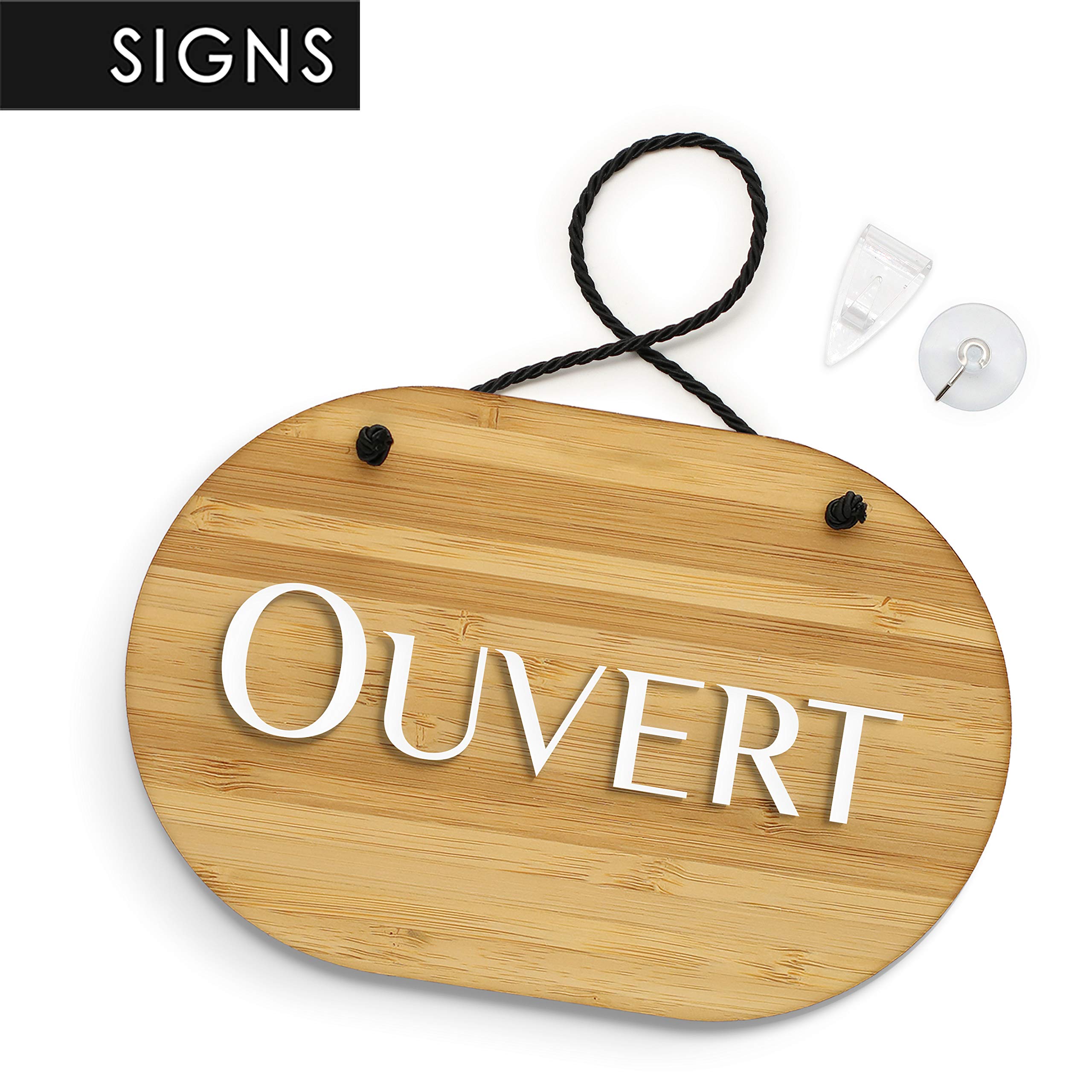 SIGNS - Ovale Elegante - Cartello Ouvert/Fermé a rilievo [OC36] Insegna per porta vetrina ingresso di Bar, Pub, Ristorante o Negozio
