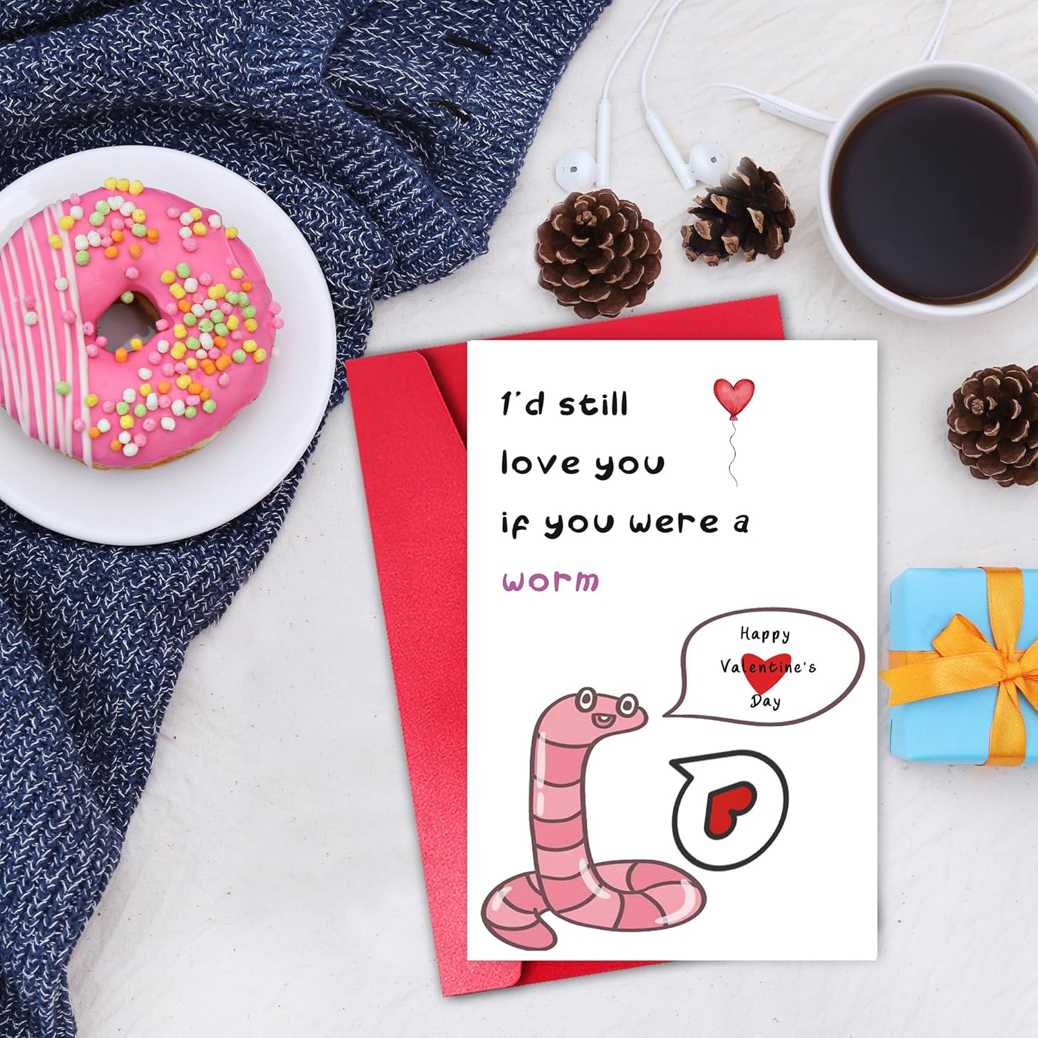 Cute Valentines Day Card for Boyfriend Girlfriend, Funny Valentine’s Day Card for Men Women, I’d Still Love You if You Were a Worm - Image 4