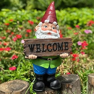 Gnome Garden Decor Statue Gnomes Decorations for Yard with Welcome Sign ...