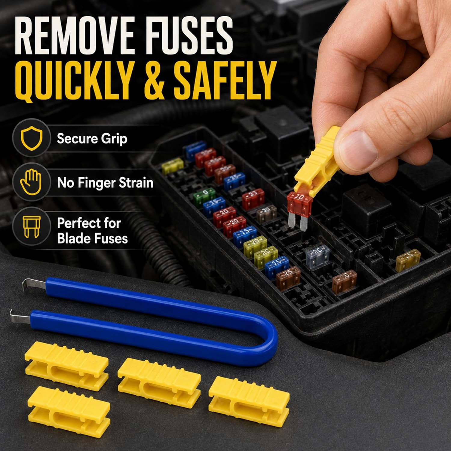 Automotive Fuse Puller Set 6-Pack | Professional Relay Removal Pliers, Stainless Steel, Car Truck SUV Motorcycle, Repair Tools