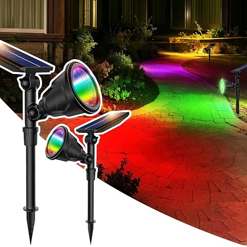 Halloween Solar Spot Lights Outdoor Ideal Xmas Decor for Landscape-RGB-2P