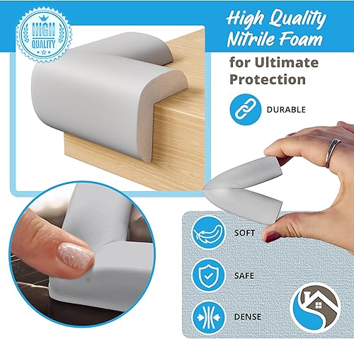 Miniatura 3 de Protectores de esquina para muebles (10 esquinas) de goma suave adhesiva para niños, cojín de espuma protectora, precintado 3M, juego a prueba de