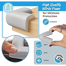 8-Pack Corner Protectors Baby Proof, Furniture Corner and Edge Safety Bumpers, Soft Rubber Foam Cushion Covers, 3M Taped Corner Guards, Baby Child Proofing Pads, Table Corner Protectors, Grey