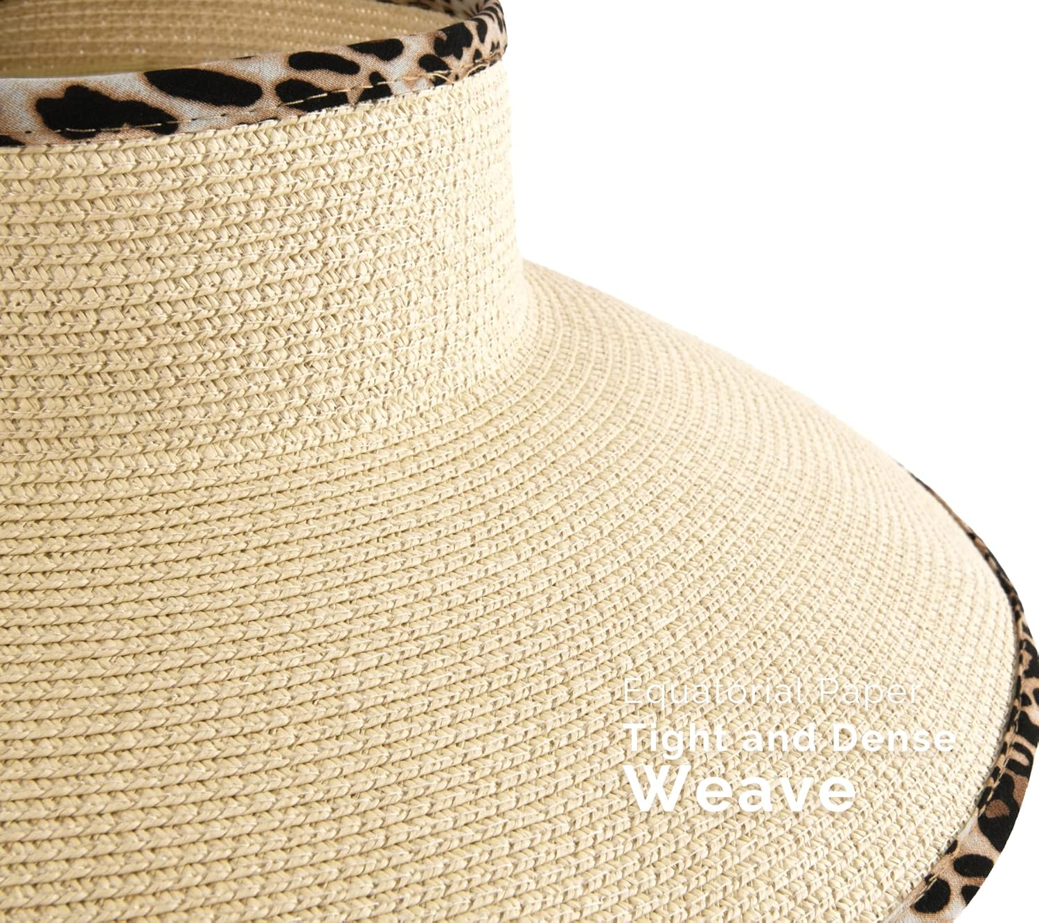 Camptrace Sun Visors for Women Wide Brim Beach Hat Foldable Straw Visor Hat Ponytail Summer Packable UPF 50+ - Image 3