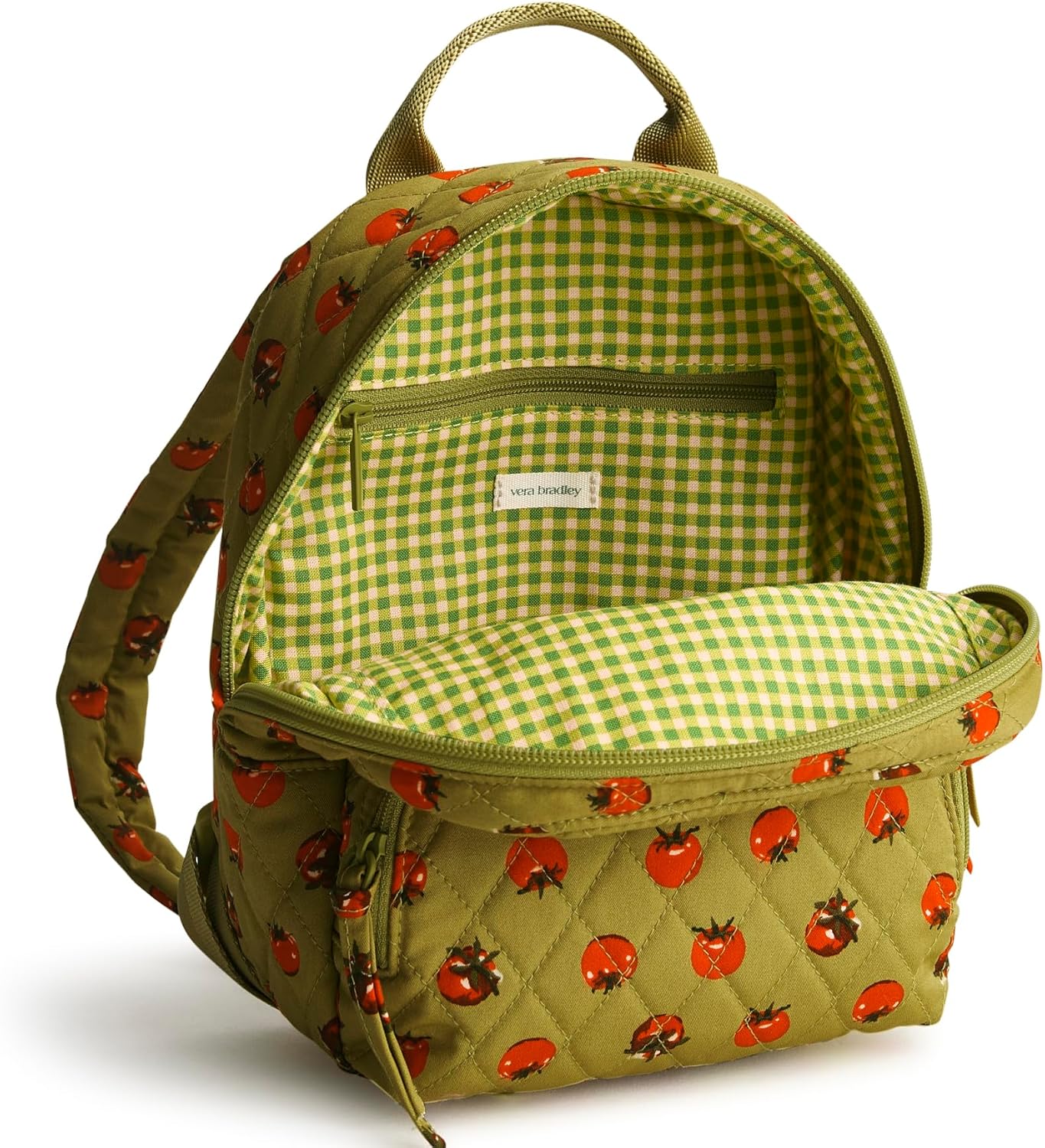 Vera Bradley Women's Premium Cotton Mini Banbury Backpack, Tiny Tomatoes Palm, One Size - Image 4
