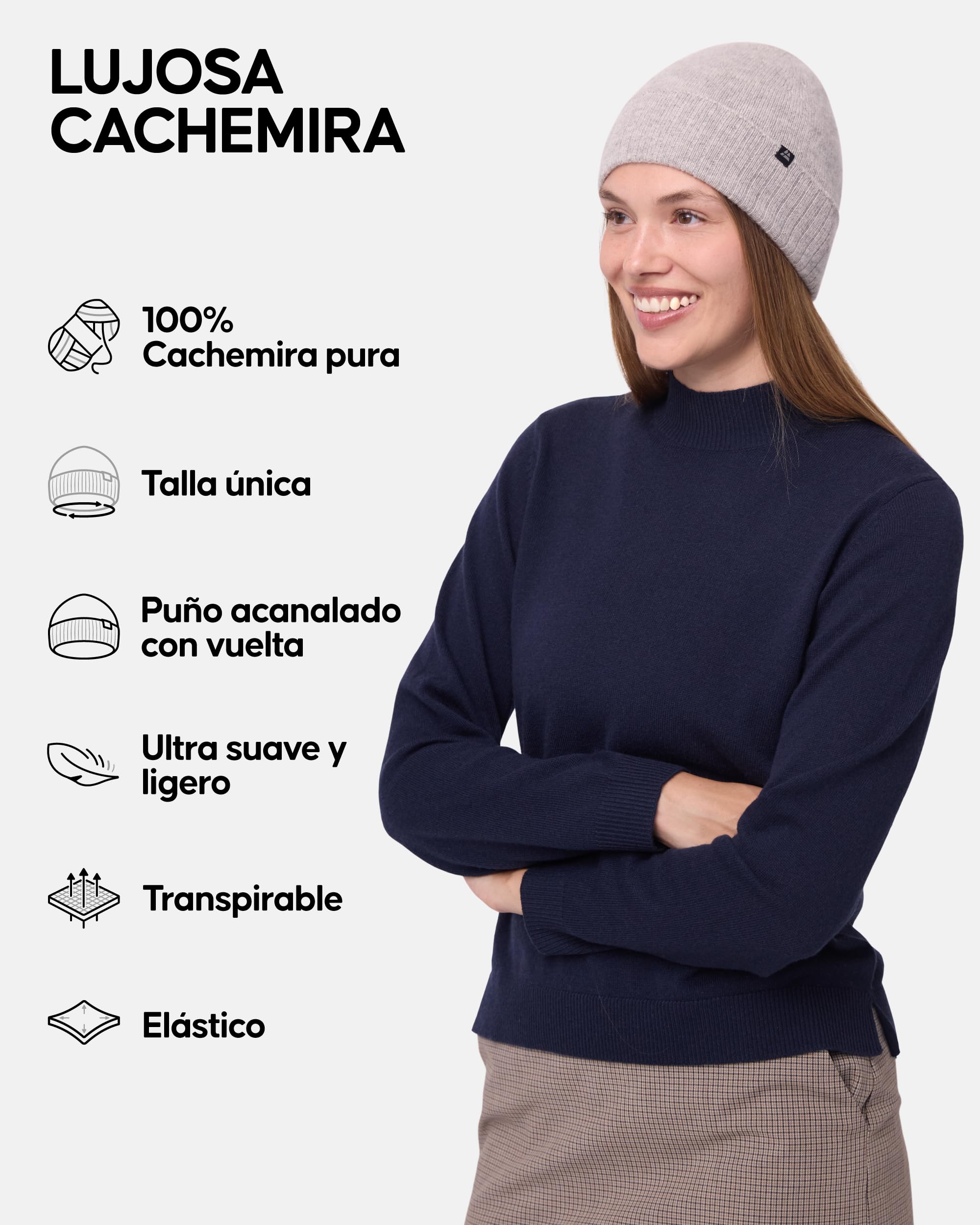 DANISH ENDURANCE Gorro Invierno Hombre y Mujer de 100% Cachemira, Unisex - Gorras de Hombre Invierno, Gorro Invierno Mujer. Gorro Hombre