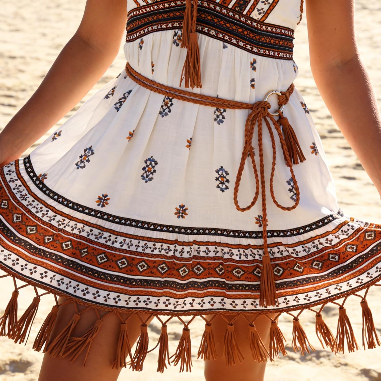 Women's Tassel Braided Waist Belt for Christmas Thin Knotted Belt Tie Skinny Woven Belts for Dress Boho Waist Belts Rope Chain for Skirt Dress Pants - Image 4