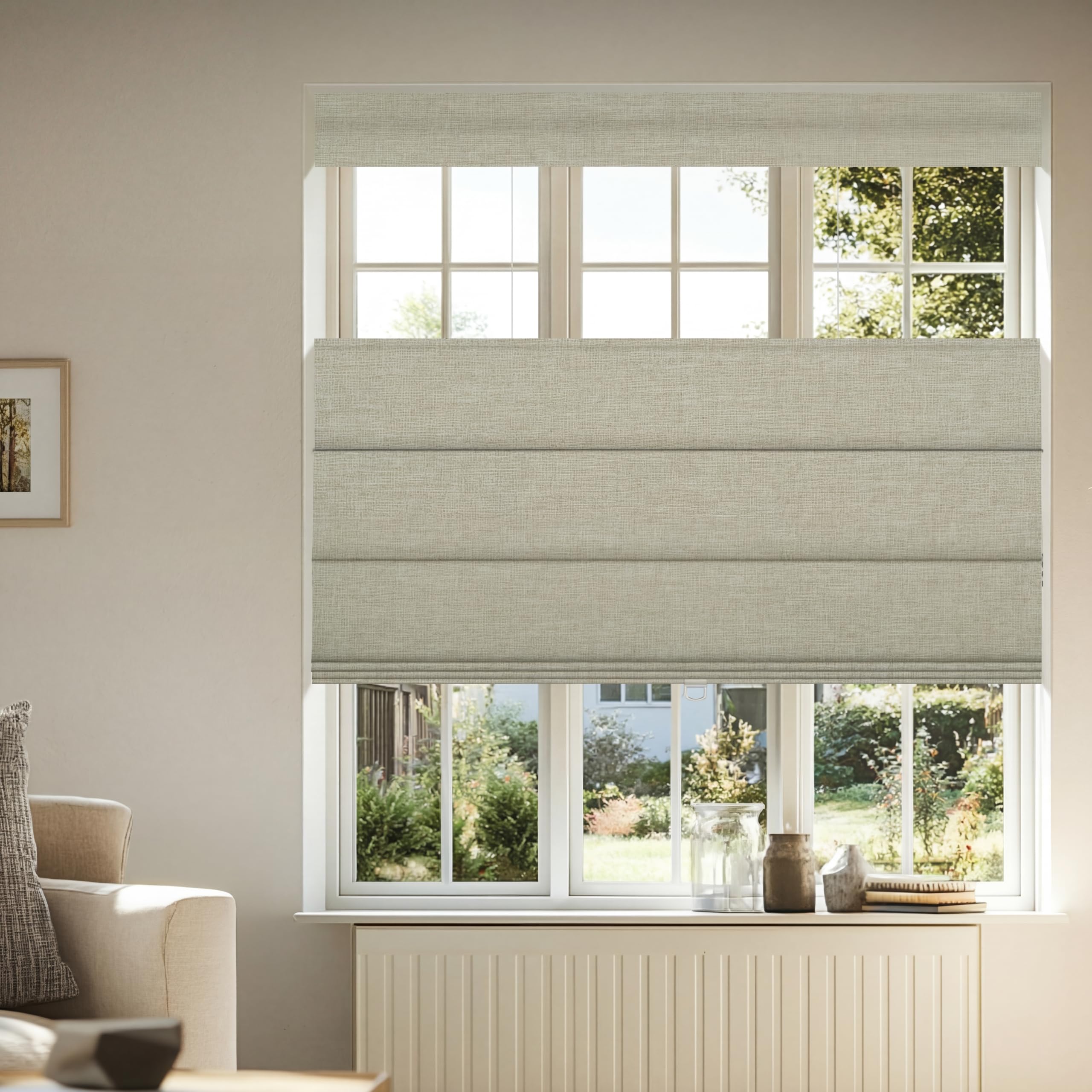 BERISSATop Down Bottom Up Blackout Roman Shades for Windows Cordless Pull Down No Drill Roman Blinds,Room Darkening Window Shades Kitchen,Bedroom,
