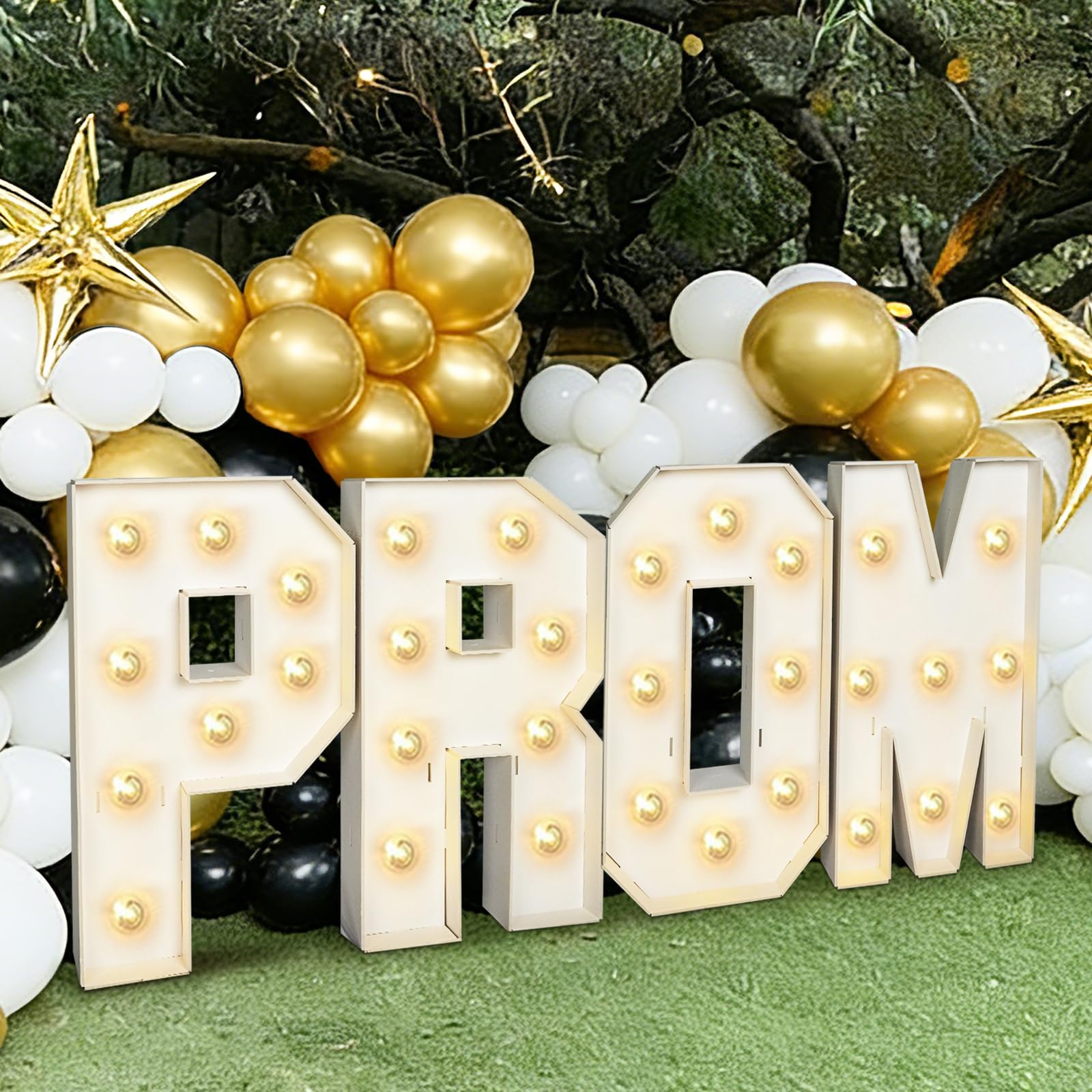 Photo 1 of 2026 Graduation Decorations - 2.3FT Large PRE-CUT PROM Marquee Light Up Letters Kit - Mosaic Foam Board Sign - Class of 2026 Congrats Party Supplies for Kindergarten Preschool High School College