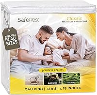 Vista 21 de SafeRest Protector de colchón impermeable tamaño individual – Funda de cama suave, transpirable y ajustada con bolsillos elásticos de 18" – Funda