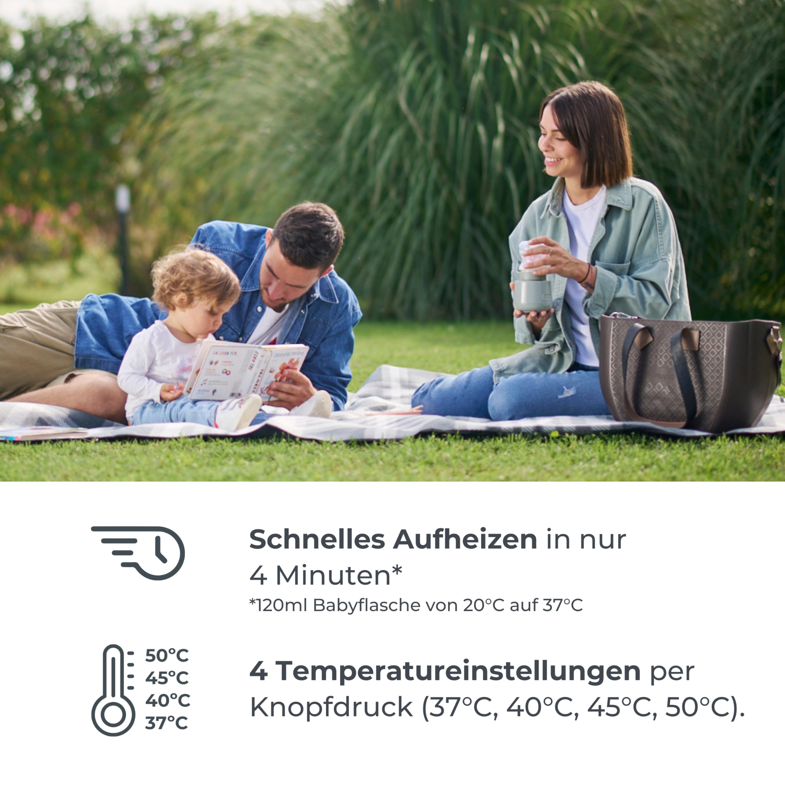 Nuvita 1162 Universeller Tragbarer Babyflaschenwärmer - Schnelles Erhitzen & Wärmespeicherung, 4 Temperaturstufen, Hermetischer Anti-Tropf-Verschluss, Lädt bis zu 8 Flaschen | Sage Green