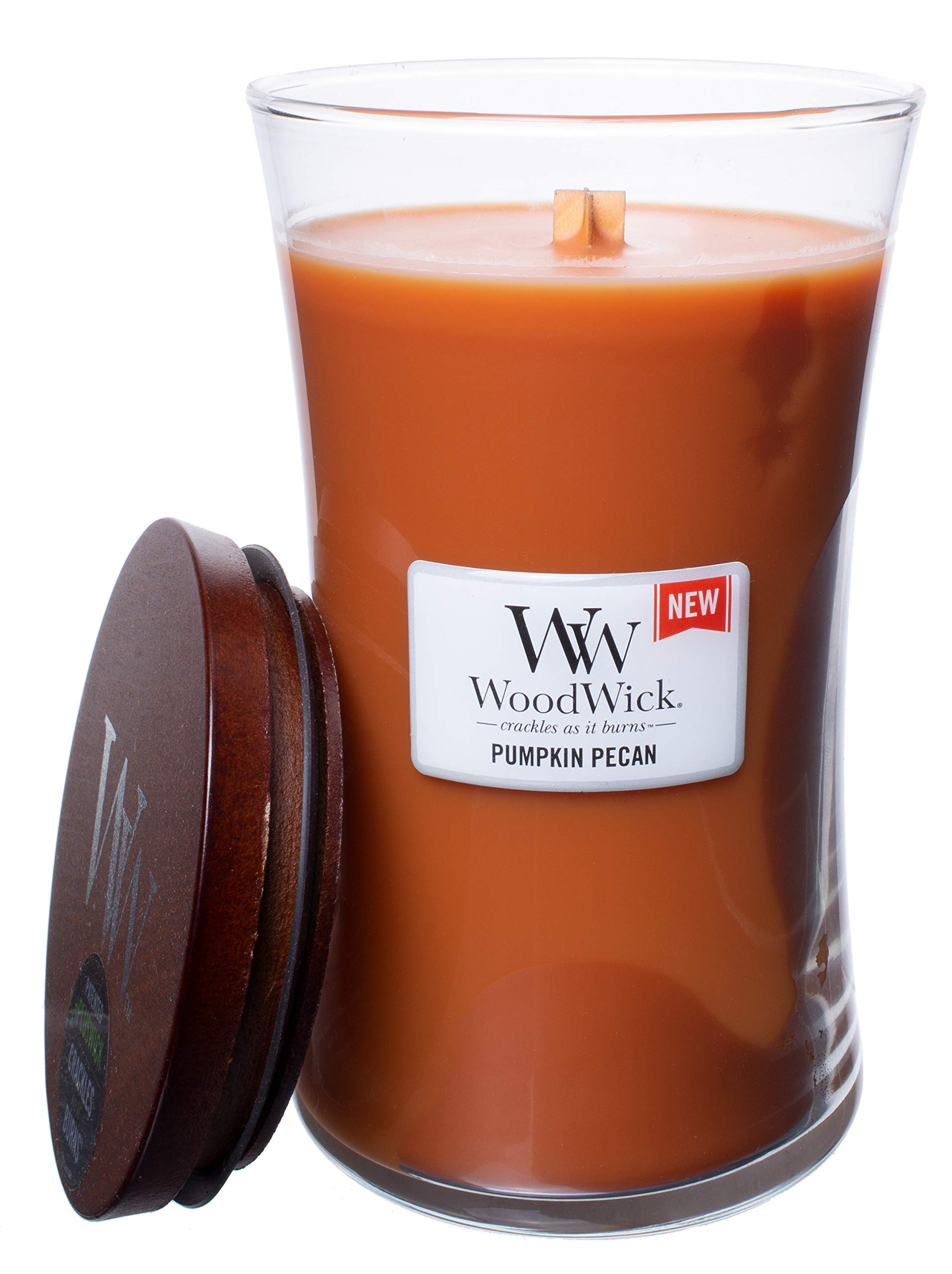 WoodWick WW Pumpkin Pecan, Highly Scented Candle, Classic Hourglass Jar, Large 7 inches, 21.5 OZ - 