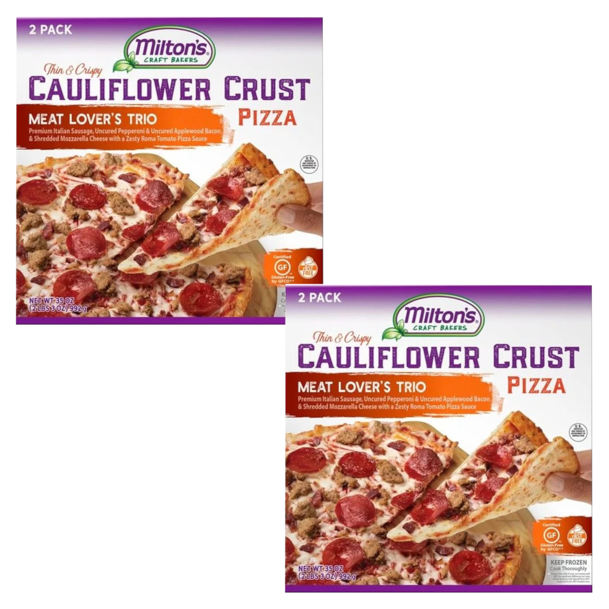 Buy Milton's Meat Lover's Trio Meat Cauliflower Crust Pizza Made with