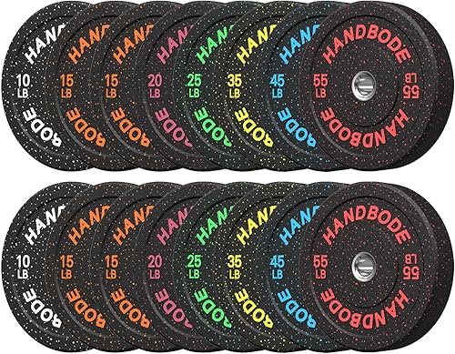 Miniatura 30 de Juego de discos de peso de 2 pulgadas de alto rebote, juego de discos olímpicos de 45/100/160/190/260/300 libras, juego de discos de peso de colores