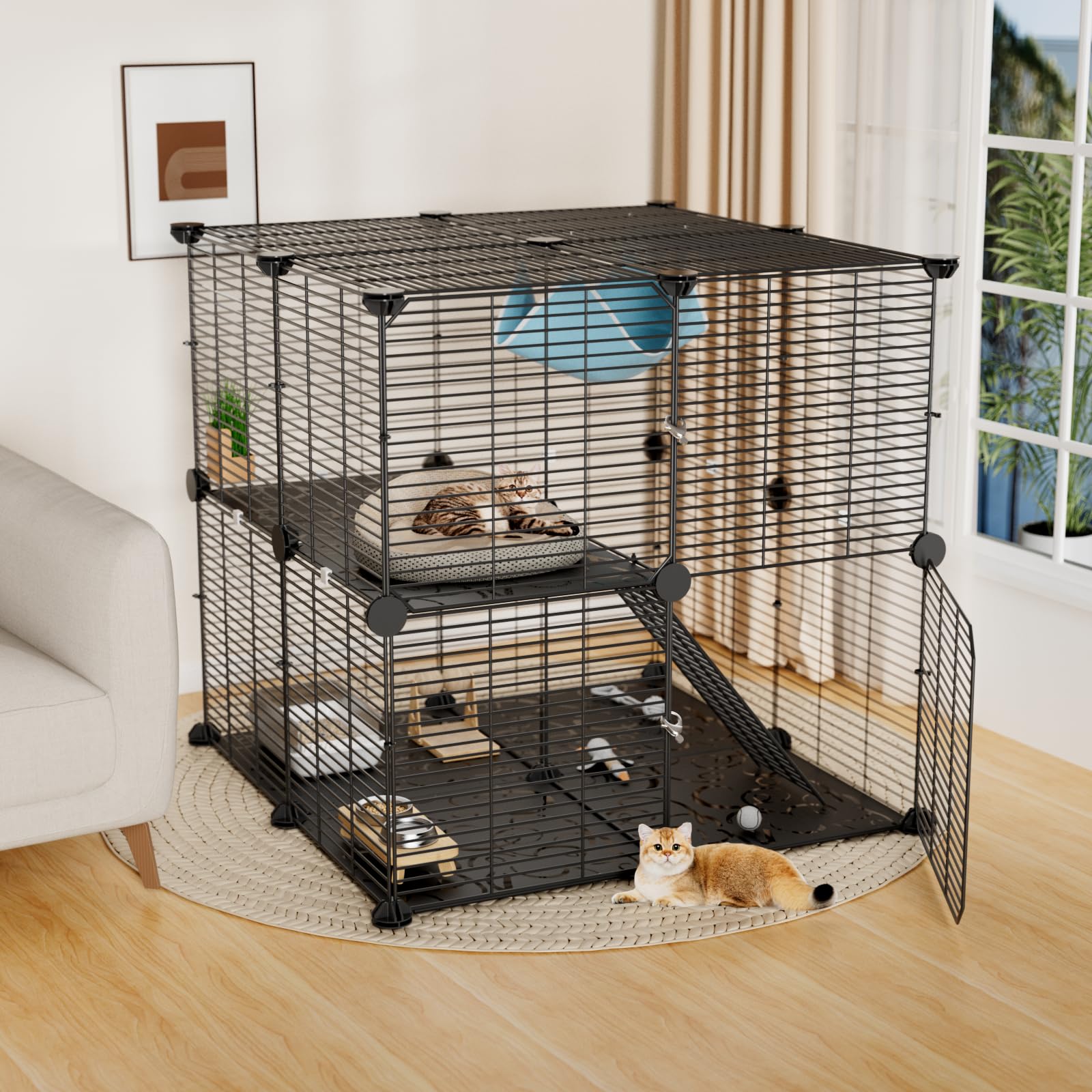 Photo 1 of ***FACTORY SEALED *** STILLCOVE Medium Cat Cage Indoor: Enclosed Cat Enclosure DIY Pet Playpen Detachable Metal Wire Kennel Sturdy Crate with Hammock for Cats Kitten