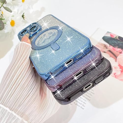 Vista 389 de Fiyart - Funda transparente magnética con purpurina para iPhone 12 para mujeres, con grabado "Love" metálico, protección para cámara y antigolpes