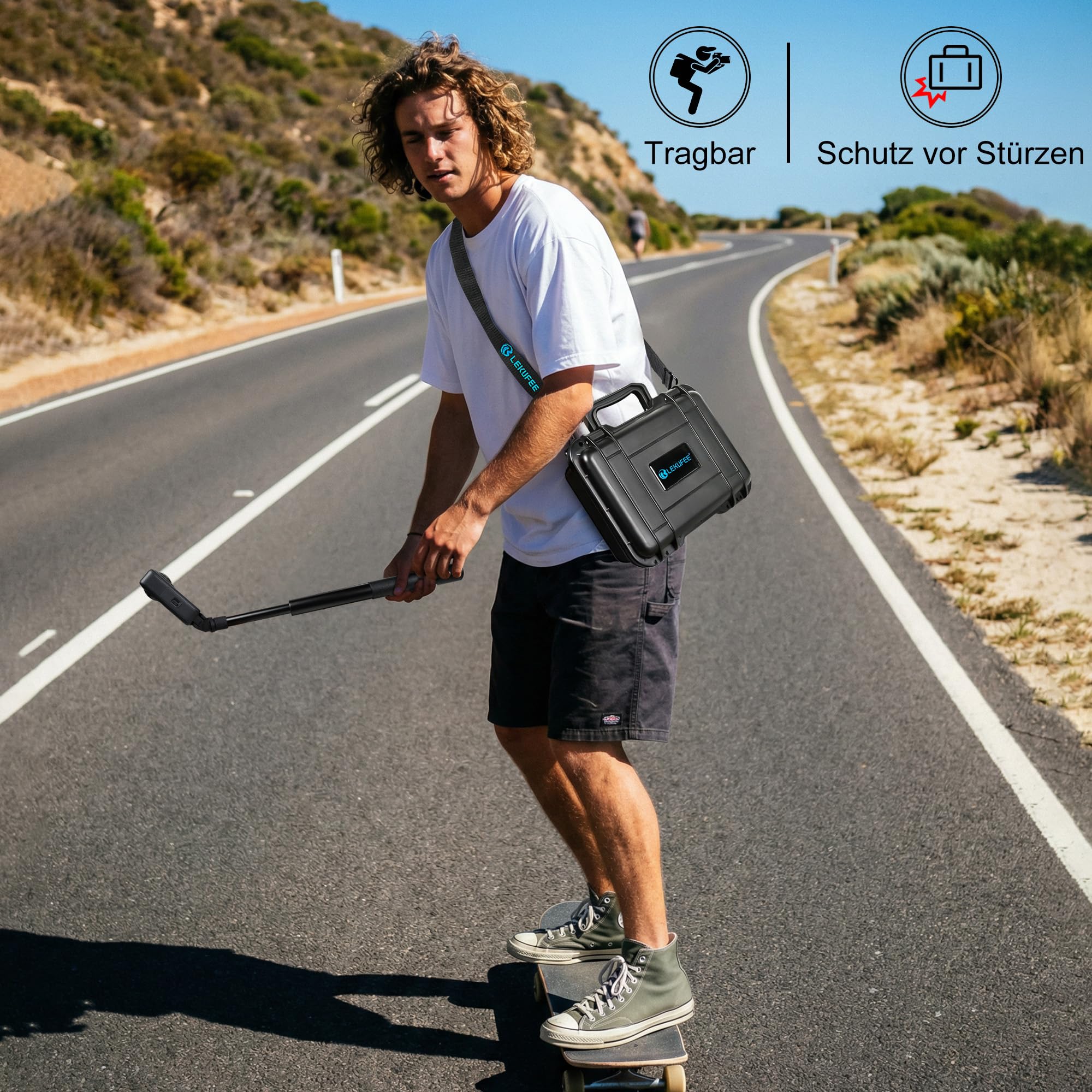 LEKUFEE Tragbarer Wasserdichter Hartschalenkoffer für DJI Osmo 360 Kamera, Adventure Combo, Vlog Kamera, Akku, Ladegerät, DJI Mic 3/2/Mini und weiteres Zubehör (Nur Reisekoffer)