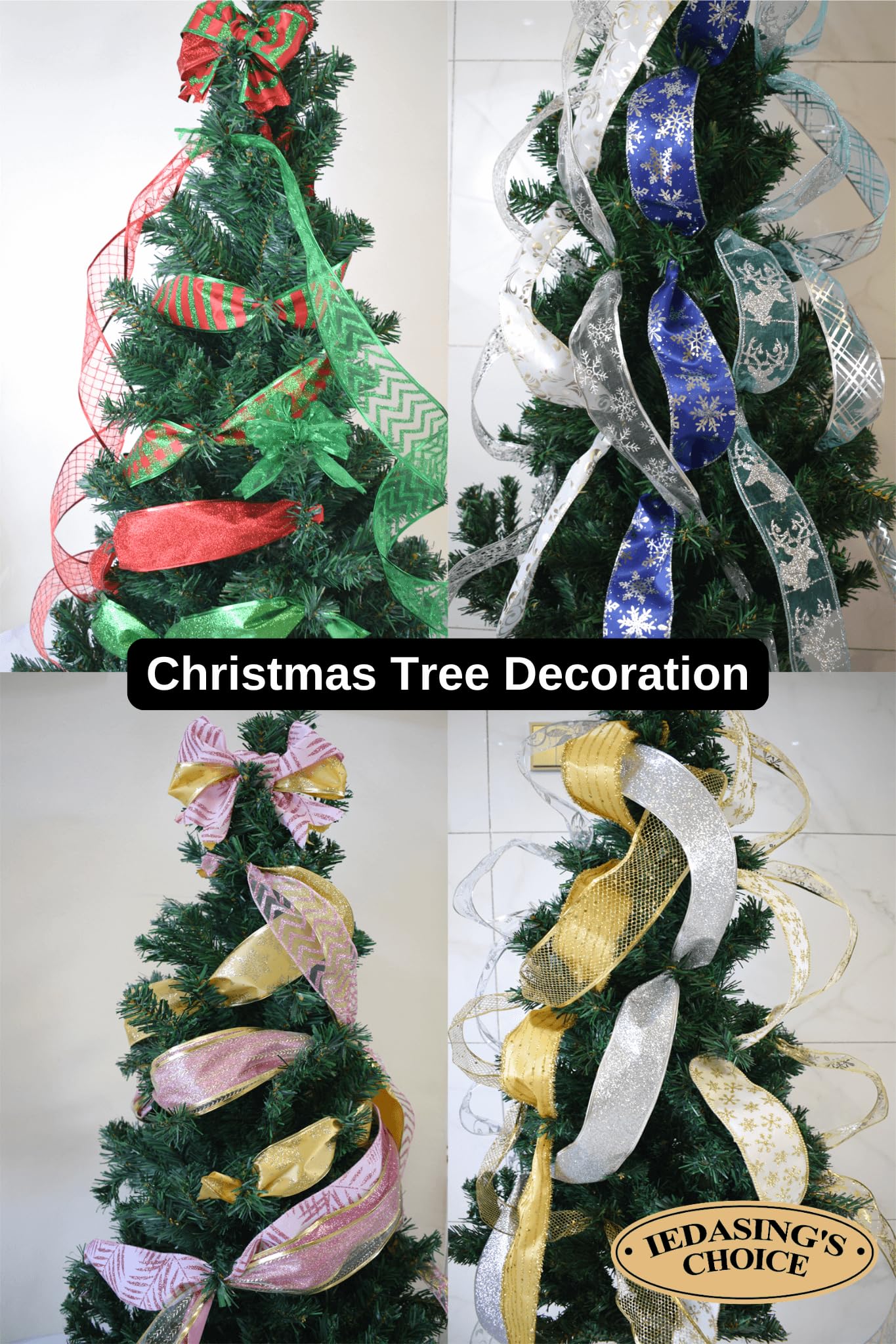 Cinta Para Arbol De Navidad Cinta De Navidad Con Alambre De 2.5 Pulgadas, 6  Rollos De 30 Yardas De Malla De Arpillera De Organza Con Purpurina Para  árbol De Navidad, Guirnalda Y, image size:1365x2048