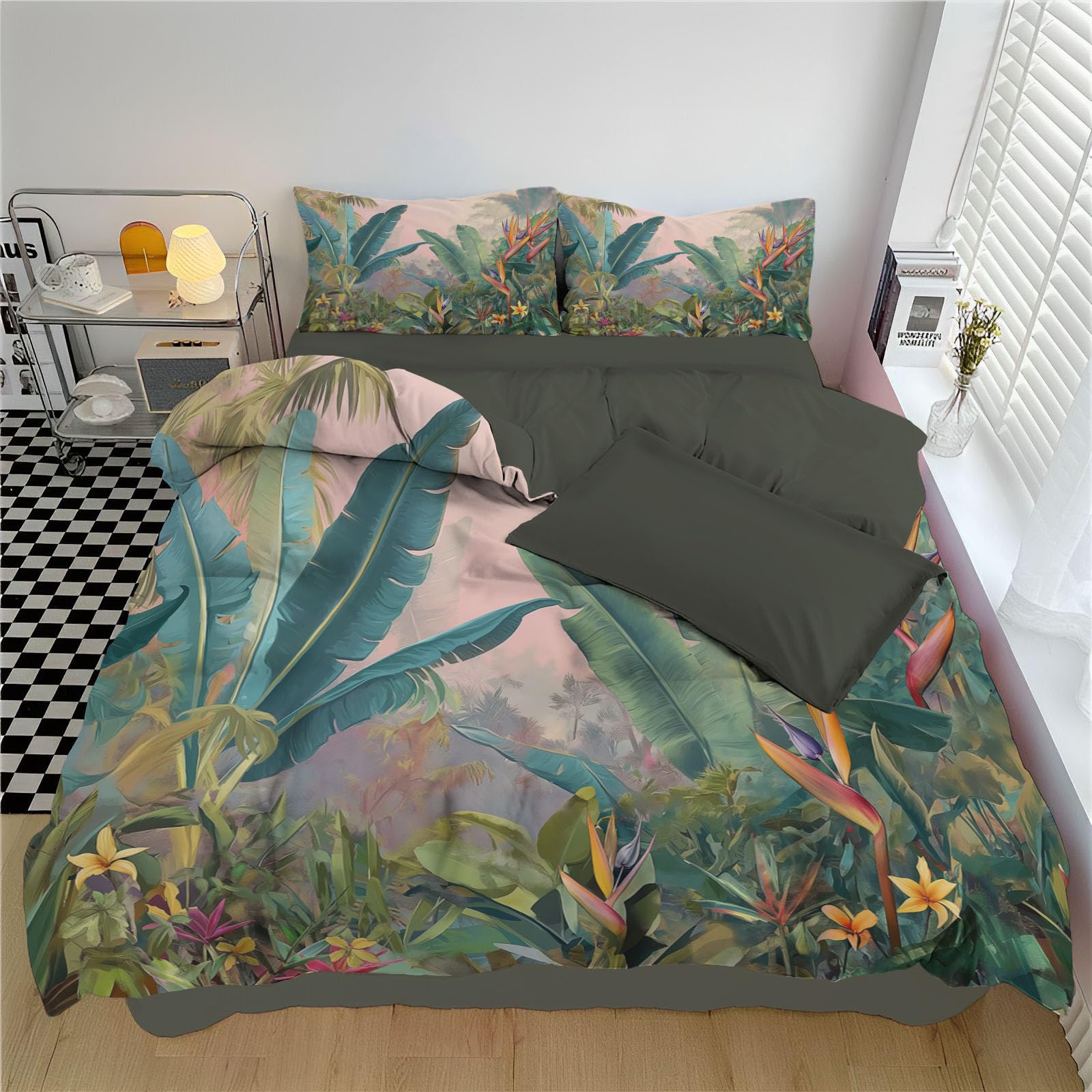Housse de couette peinture à l'huile tropicale 3 pièces en microfibre premium ultra-douce
