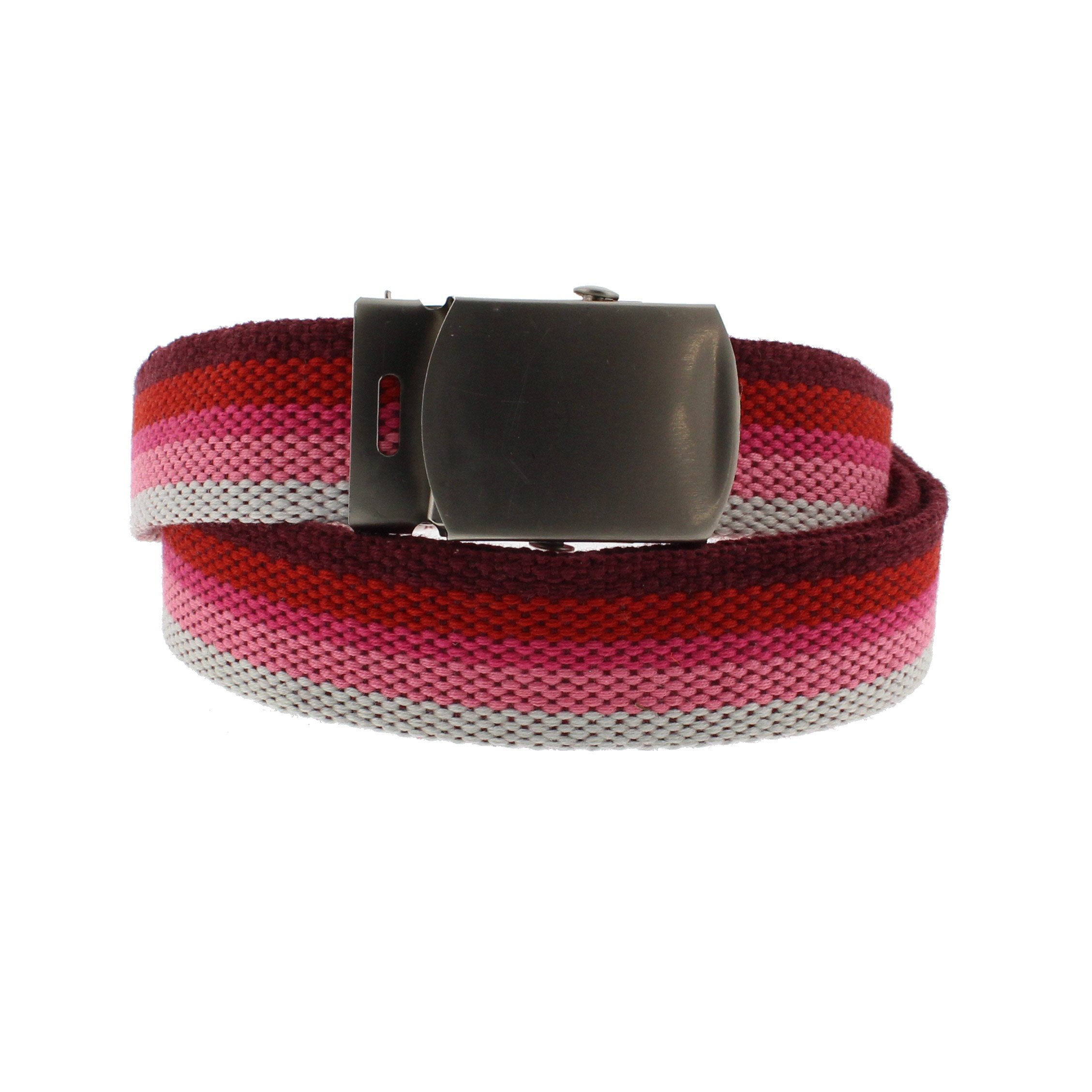 Zac's Alter Ego Adjustable Striped Canvas Webbing Belt with Shiny Slider Buckle