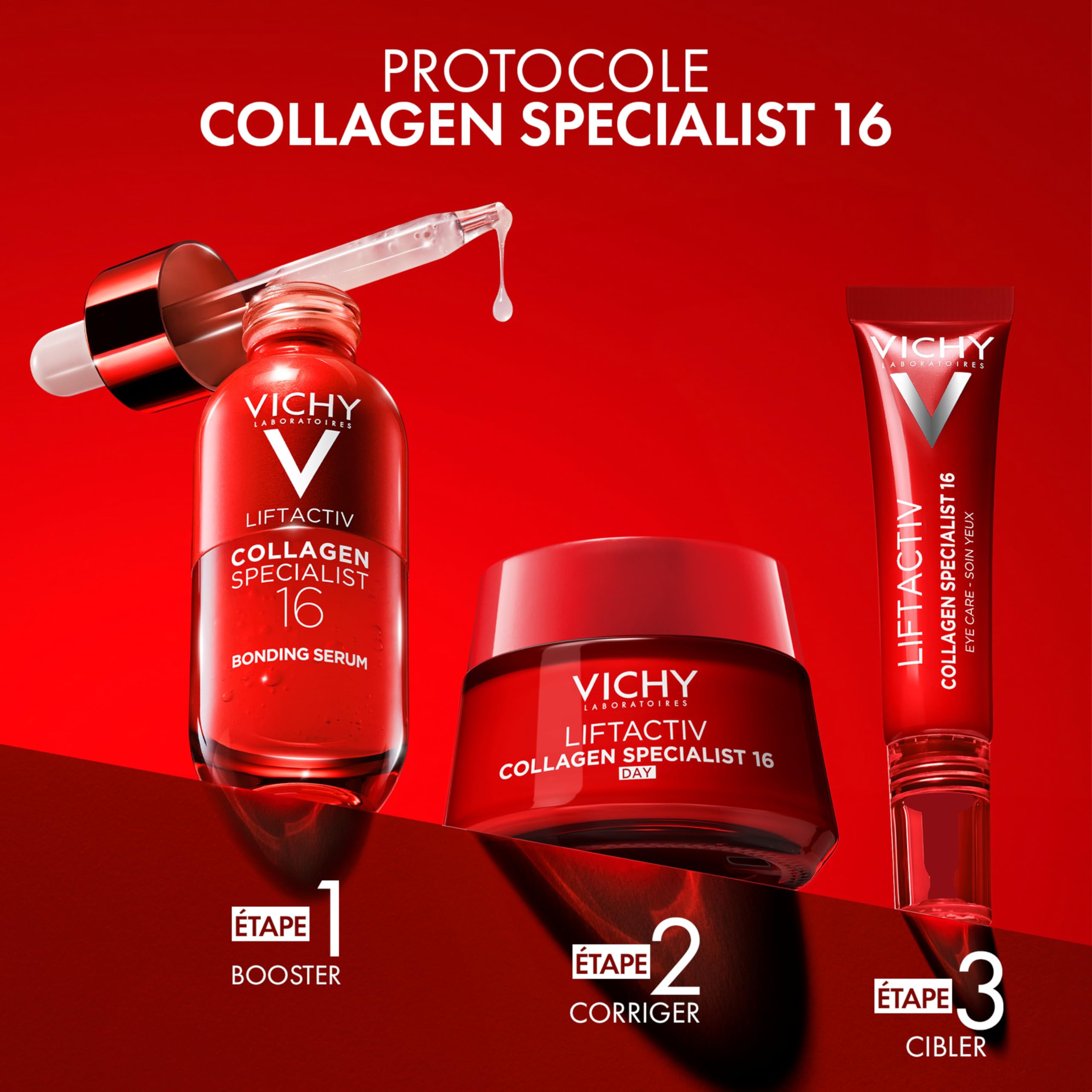 Vichy Krem na objawy starzenia się konturów oczu, wygładza i koryguje, wzbogacony o peptydy kolagenowe, odpowiedni dla wszystkich rodzajów skóry, Liftactiv Collagen Specialist, 15 ml