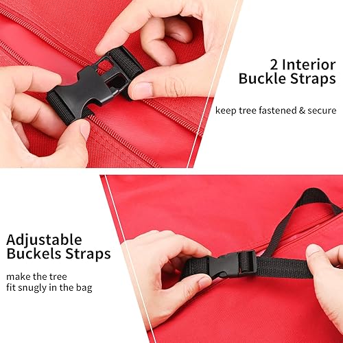 Miniatura 4 de Bolsa de almacenamiento para árbol de Navidad con ruedas de 9 pies, árboles artificiales desmontados de Navidad, tela Oxford impermeable 600D,
