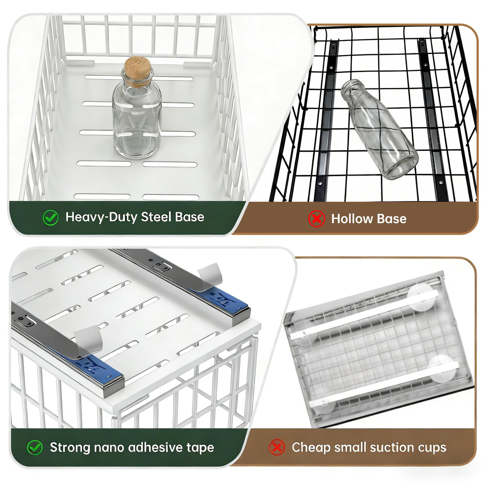 2 Stück Teleskopschublade Ausziehbare Schublade Küche, Slide Out Schubladen Organizer Mit Schubladenschienen und Kleber, Metall Pull Out Drawer für Küchenschränke(40T x 25B x 18H CM) - Ohne Bohren