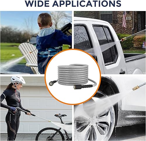Miniatura 9 de Giraffe Tools Manguera de lavado a presión para lavadora a presión, manguera de lavado a presión flexible resistente a las torceduras de 3200 PSI,