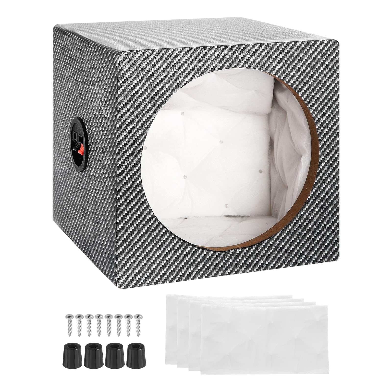 sourcing map 16,5 cm Portiertes Holz-Lautsprechergehäuse, schwarz weiß, einzelne belüftete Subwoofer-Box, Auto-Audio-LKW-Lautsprecherbox für Heimwerker, Heimfahrzeug, Audio-Soundzubehör