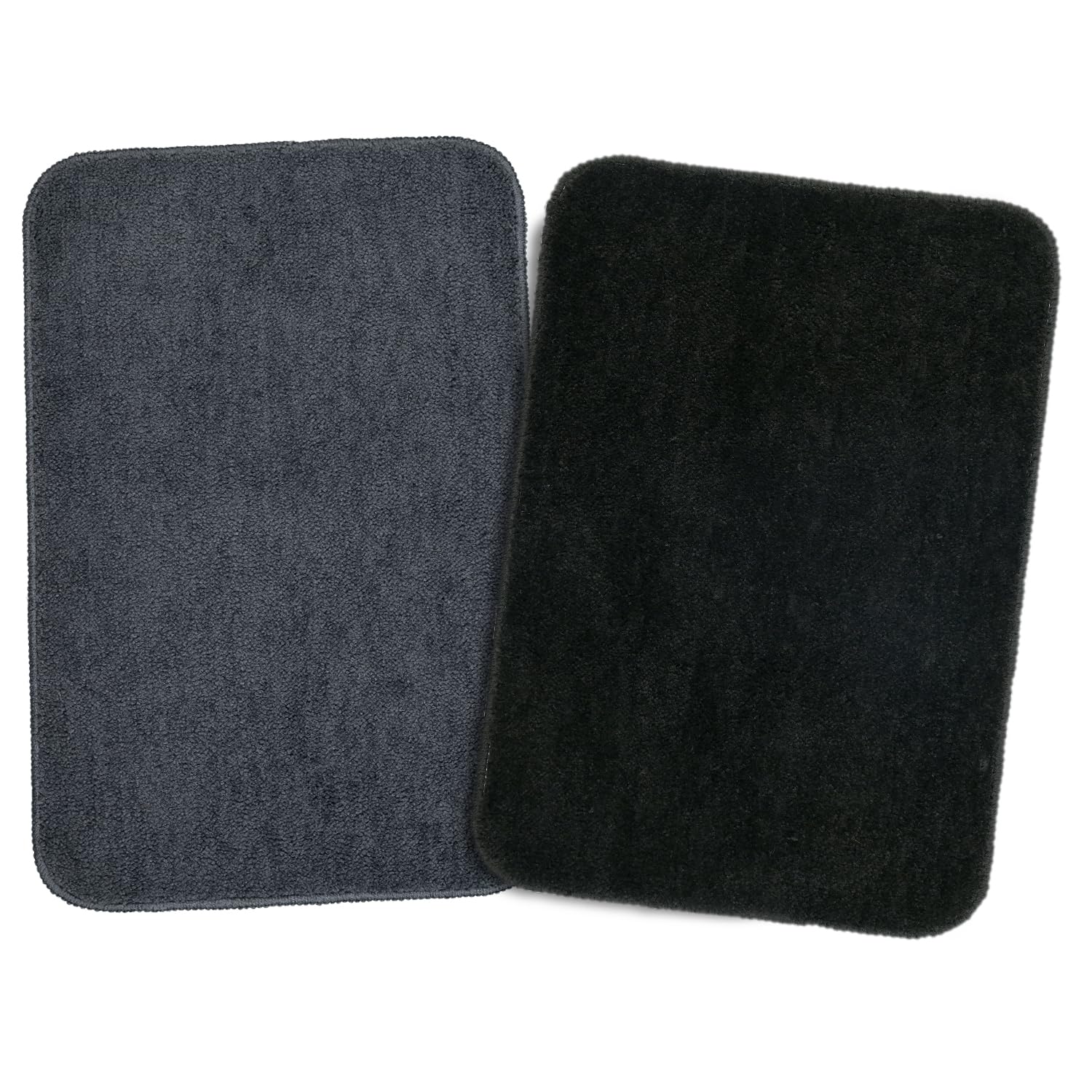 Saral Home Solid Soft Microfibe Antiskid Bathmat 2Pc, Grey-Black. 35x50 cm