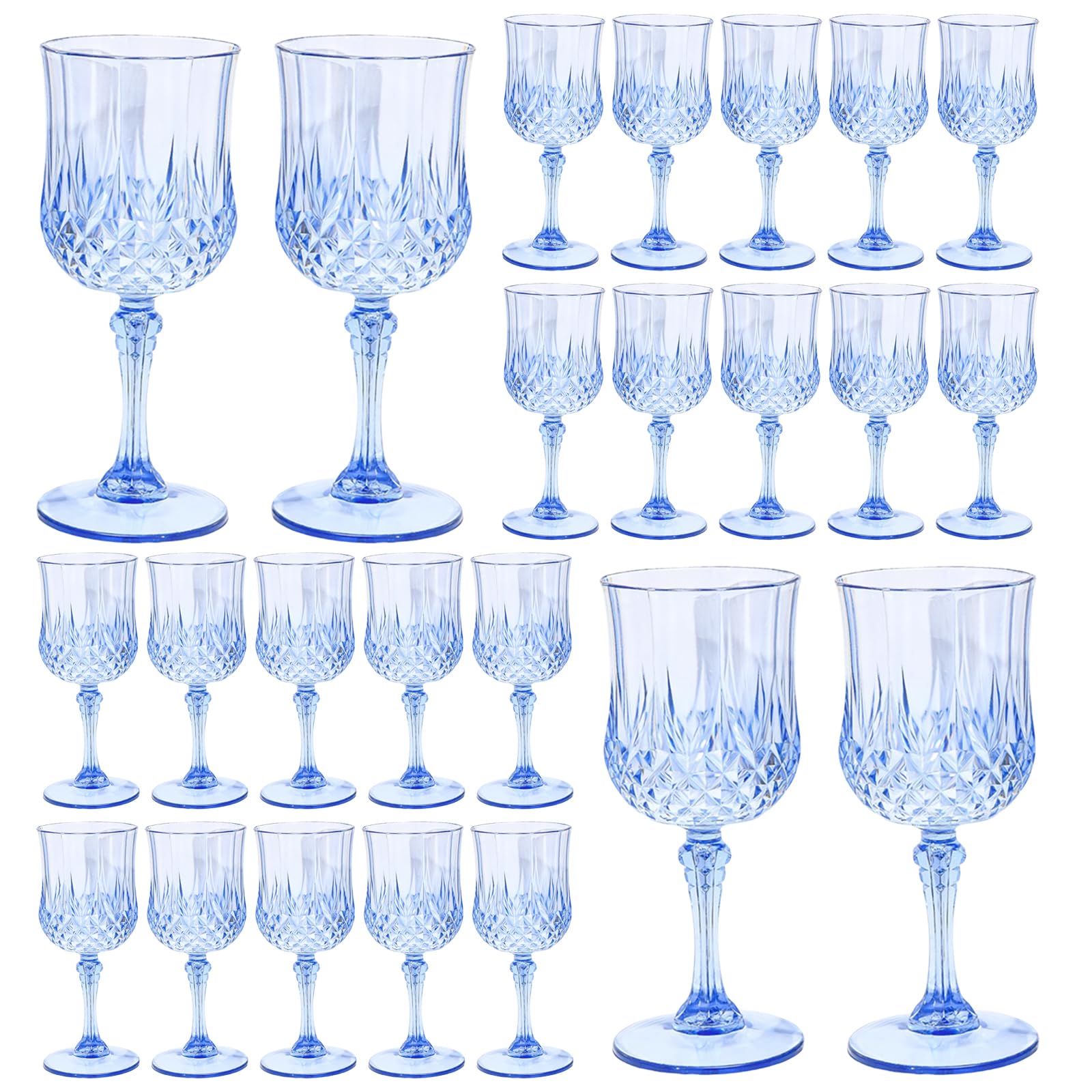 Gobelets de table, collection de 24 pièces en verre gaufré pour les moments de port, hébergement de réception, service de boissons de pique-nique, gobelets en relief, verres à vin, tasses de service