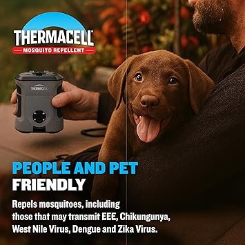 Thermacell Mosquito Repellent Rechargeable Adventure EX-Series EX90; Patio Shield with 9-Hour Battery, Includes 12-Hour Refill, Rubber Armor & Carabiner; Scent Free Bug Spray Alternative