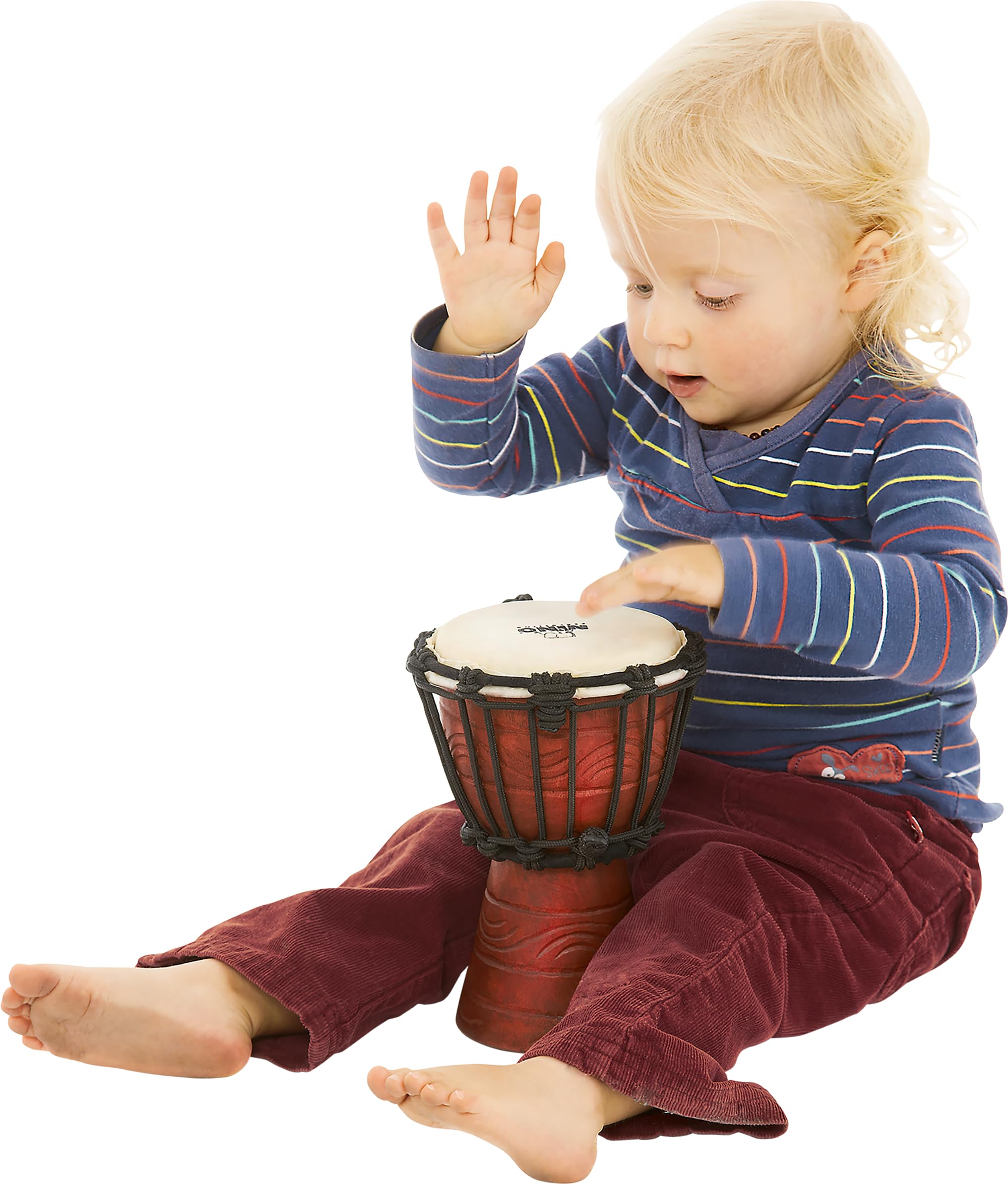 Nino Percussion Water Rhythm Djembe – Bardzo Mały Instrument Muzyczny Dla Dzieci W Wieku Od 3 Lat – Średnica 4,5 Cali – Mahoń, Wykończenie Naturalne (NINO-ADJ2-XXS)
