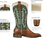 SheSole Womens Square Toe Western Cowgirl Boots Botte Cowboy Femme Wide Mid Calf Fashion Red Green Brown