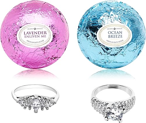 Ocean Breeze - Juego de 2 bombas de baño de lavanda con anillo tamaño 6 en el interior, cada una fabricada en Estados Unidos