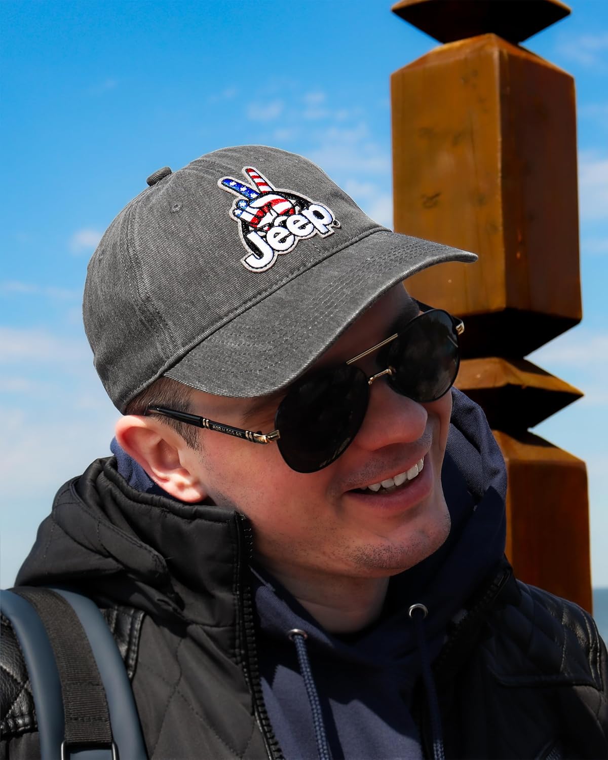 Jeep Wave USA Baseball Cap Wave Embroidered Patch Hat | Adjustable | Officially Licensed