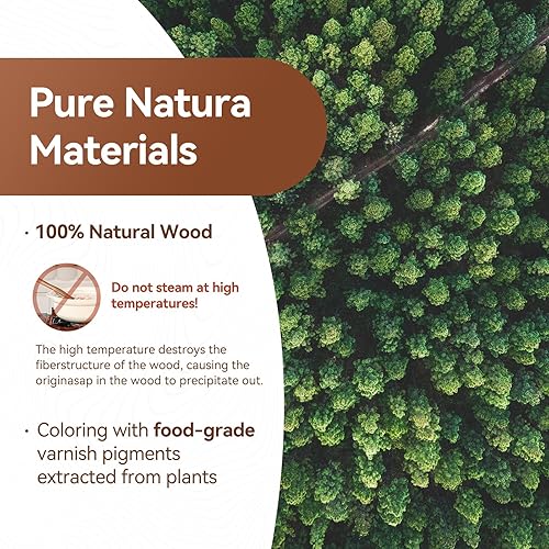 Miniatura 4 de Cucharas de madera para cocinar con soporte, paquete de 10 utensilios de cocina antiadherentes, utensilios de madera de teca natural antiarañazos