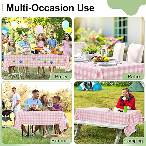 Vista 15 de misaya Paquete de 4 manteles desechables de búfalo, mantel de plástico impermeable de 54 x 108 pulgadas, manteles rectangulares a cuadros caqui